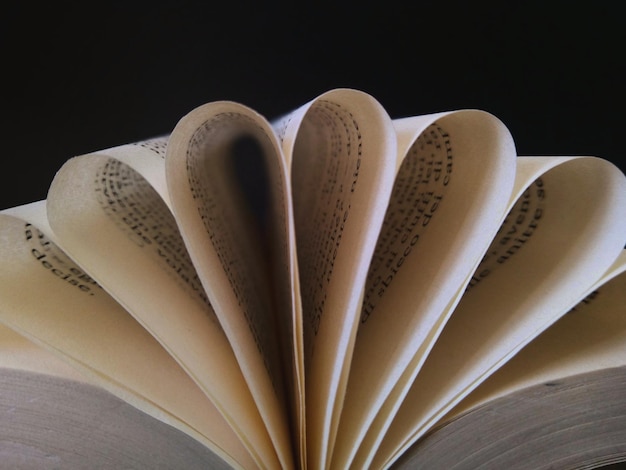 Close-up of book against black background