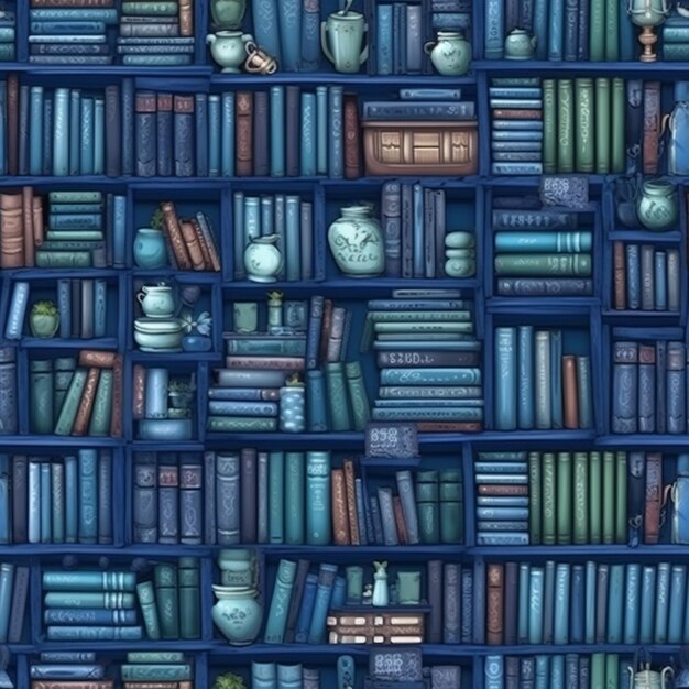 Photo a close up of a book shelf with many books on it generative ai