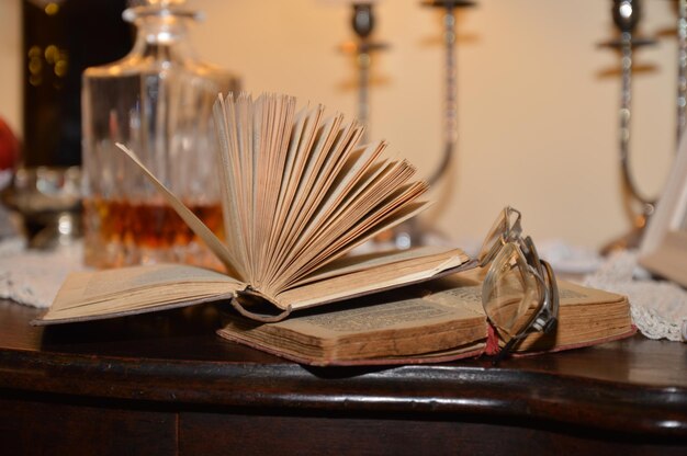 Close-up of book on table