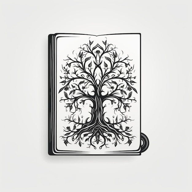 a close up of a book with a tree on it generative ai