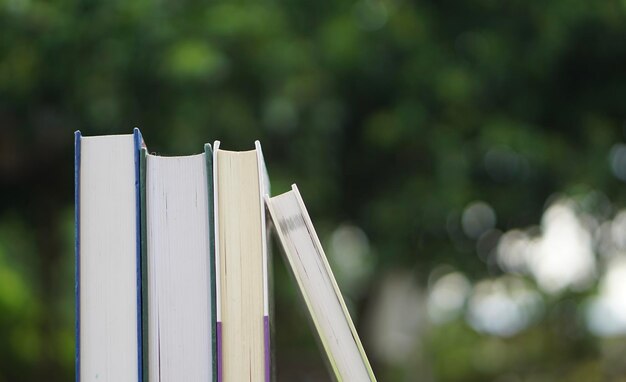 Close-up of book on wood