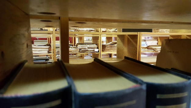 Close-up of books in library