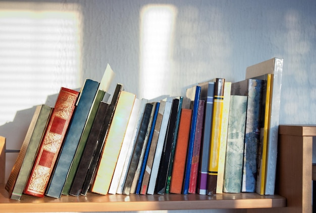 Close-up of books on the shelf