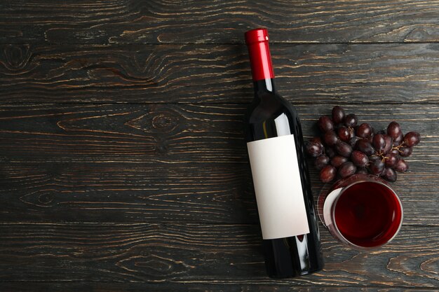 Close-up of bottle and glass of wine