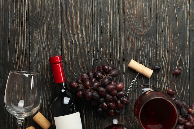 Close-up of bottle and glass of wine