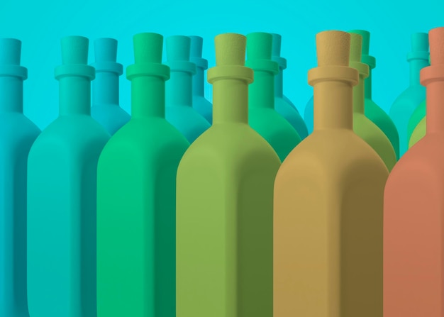 Photo close-up of bottles against turquoise background