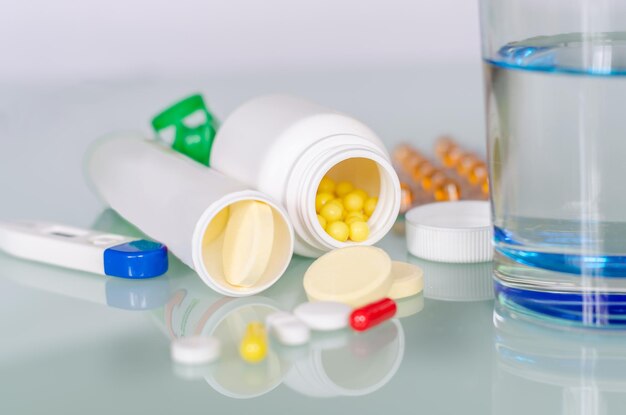 Close-up of bottles on table