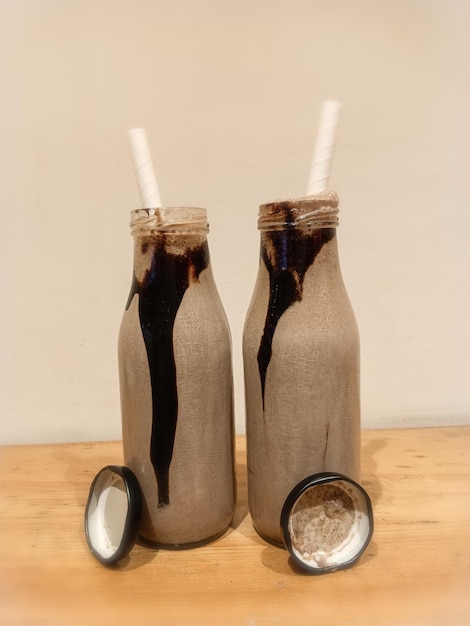 close-up of bottles on table