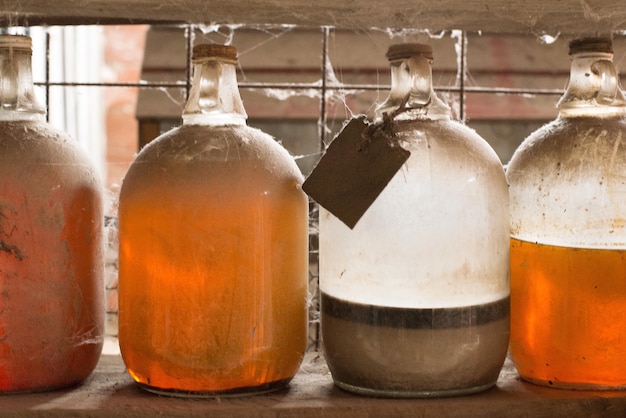 Photo close-up of bottles