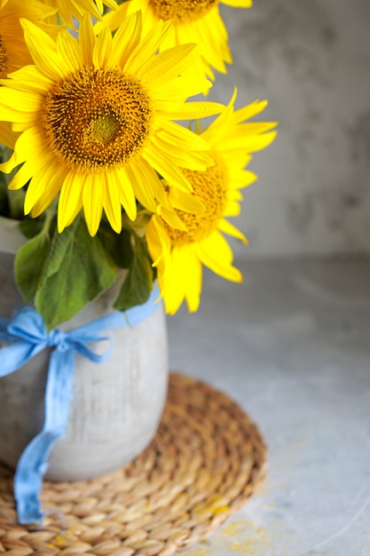 Close-up of a bouquet of sunflowers