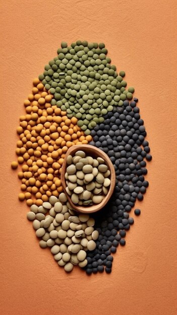 A close up of a bowl of beans and a bowl of beans generative ai