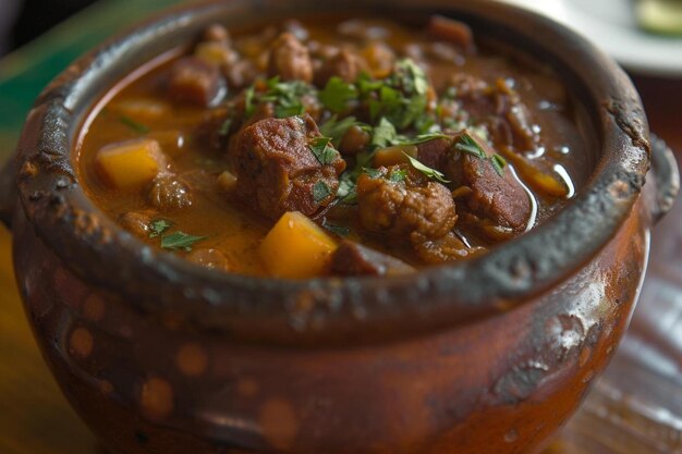 a close up of a bowl of food on a table