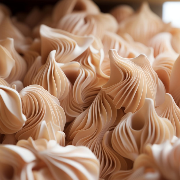 a close up of a bowl full of wavy looking meringue