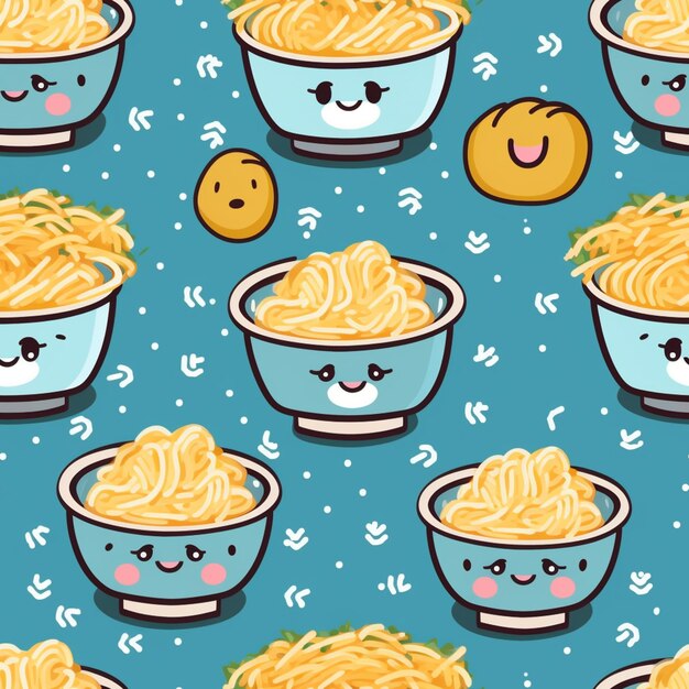 Photo a close up of a bowl of noodles with a smiley face generative ai