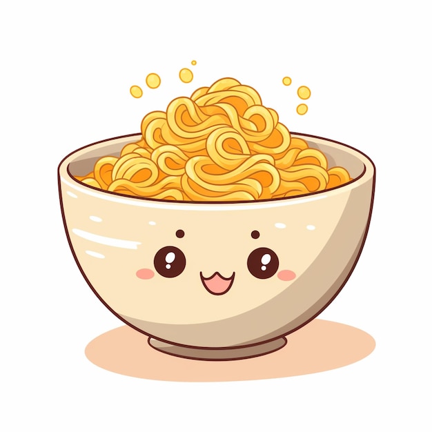 a close up of a bowl of noodles with a smiley face generative ai