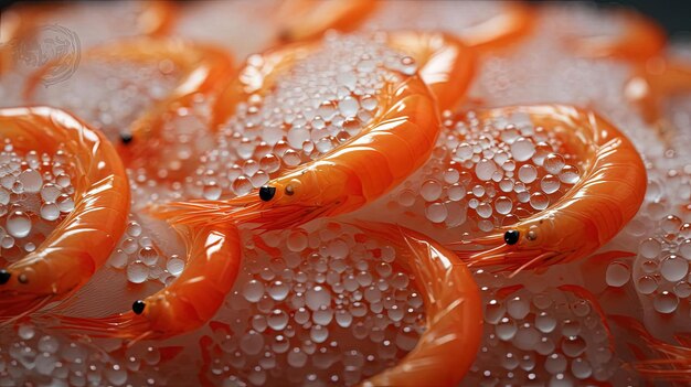 a close up of a bowl of shrimps with water droplets