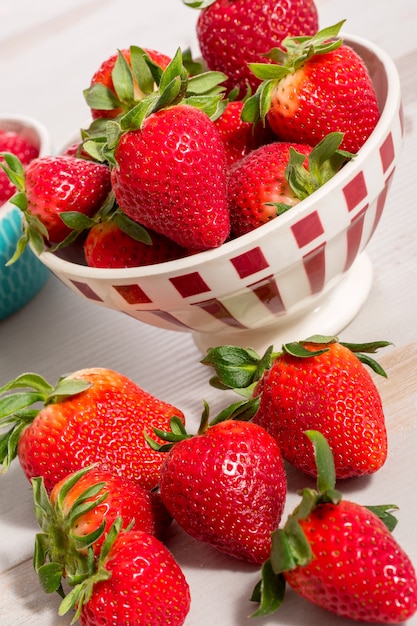 Close up of  bowl of strawberries