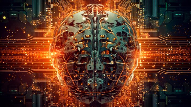 close up of brain combined or merging with technology artifical intelligence concept Generative AI illustrator