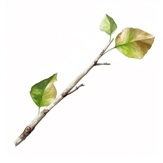 A close up of a branch with a green leaf on it generative ai