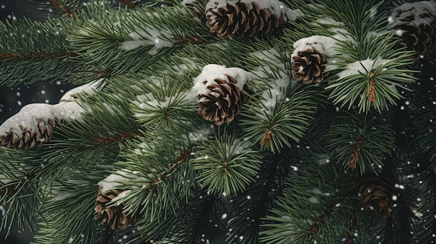 крупный взгляд на ветви рождественской елки