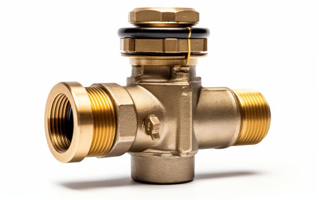 Close Up of a Brass Colored Valve