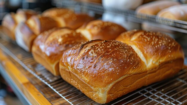 Close Up of Bread Bunches on Rack