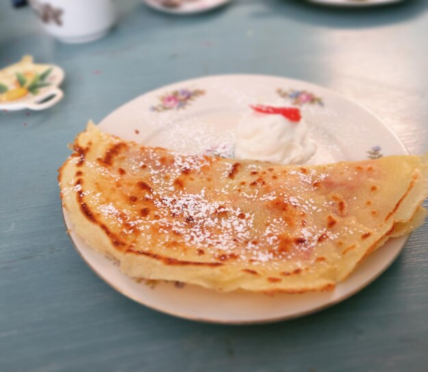 close-up of bread in plate on table