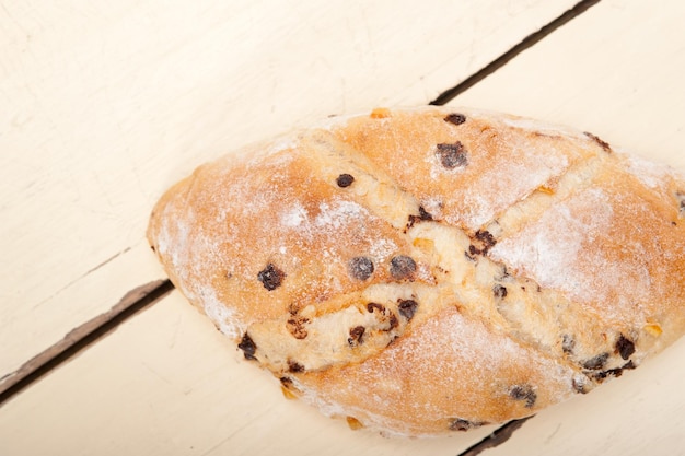 close-up of bread on wooden table