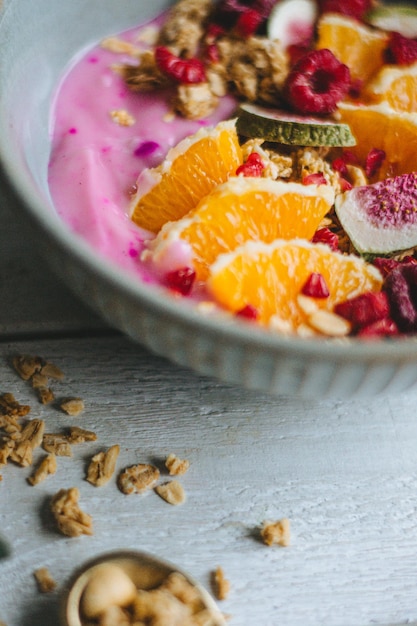 close-up of breakfast in bowl on table