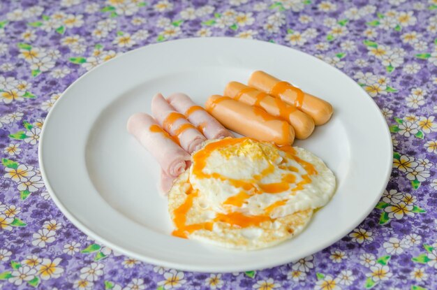 Close-up of breakfast in plate