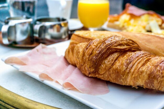 Close-up of breakfast in plate