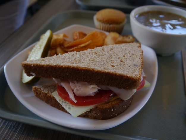 Close-up of breakfast served in plate