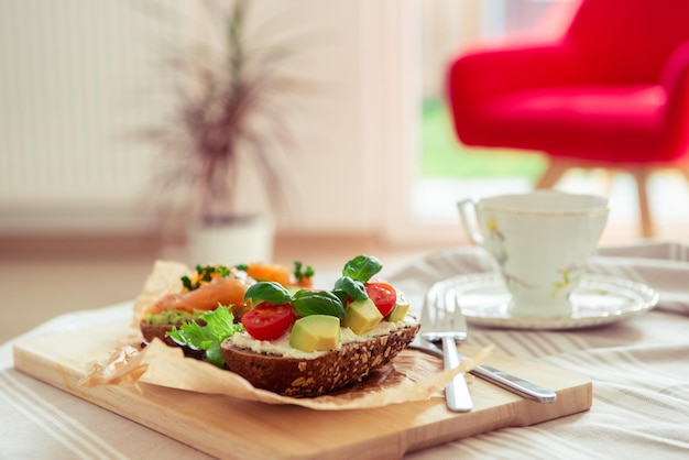 close-up of breakfast served on table