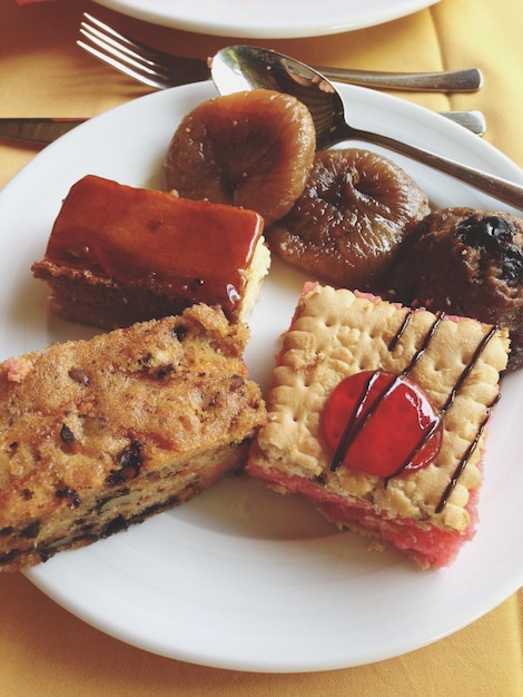 Close-up of breakfast served on table