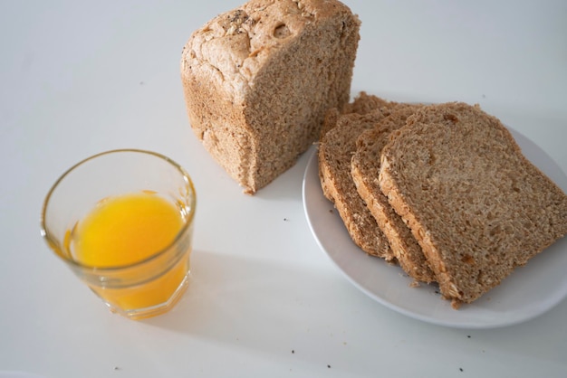 Close-up of breakfast served on table