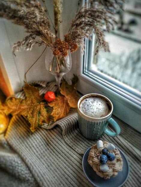 Foto prossimo piano della colazione sul tavolo