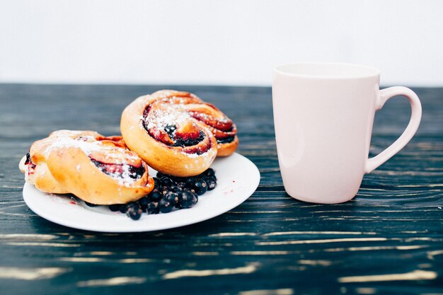 Close-up of breakfast on table