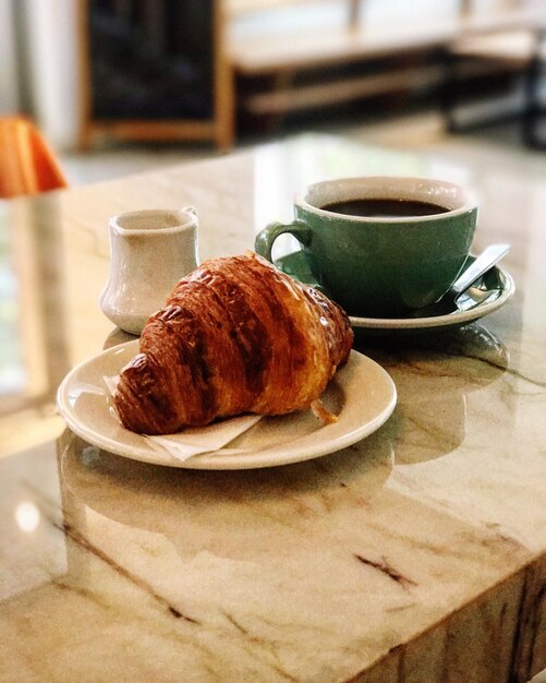 Close-up of breakfast on table