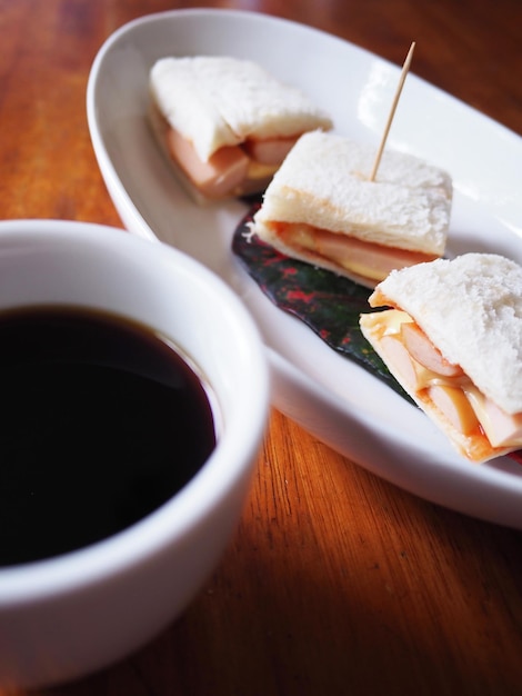 Close-up of breakfast on table