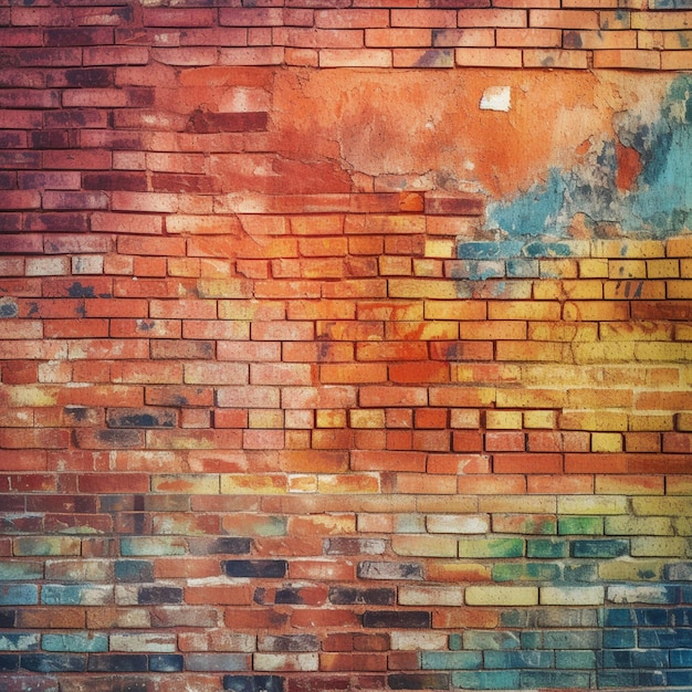 A close up of a brick wall with a fire hydrant in front of it generative ai