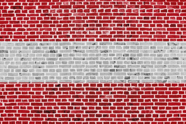 Close-up on a brick wall with the flag of austria painted on it
