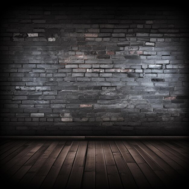 Photo a close up of a brick wall with a wooden floor generative ai