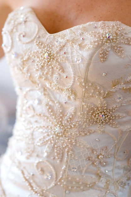 close-up bridel trouwjurk