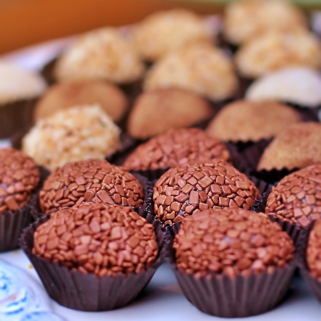 Close-up of brigadeiro on table