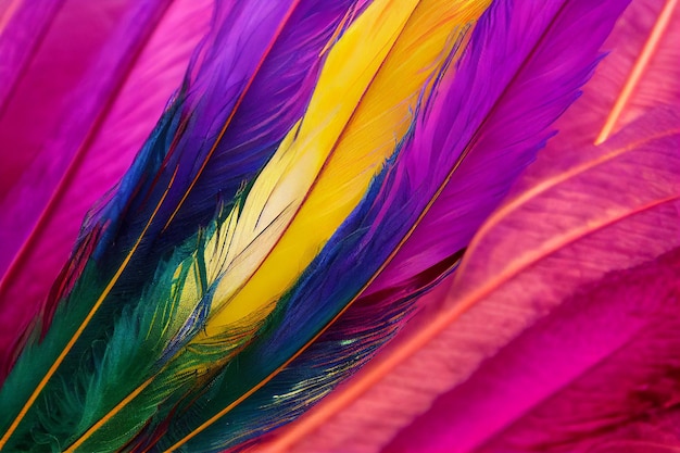 Close up of bright colorful feathers background 2d illustration