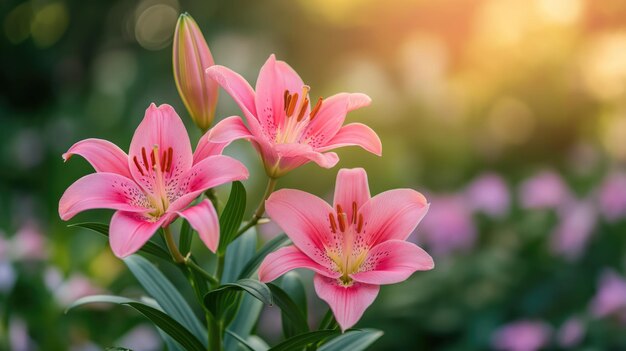 Close up of a bright Lily flowers