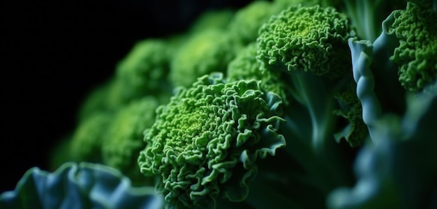 A close up of a broccoli head with the top curled up.