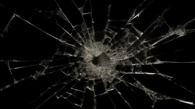 A close up of a broken glass with a black background