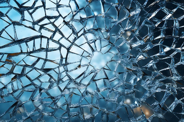 A close up of a broken glass with the word broken on it