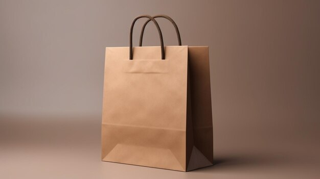 Close up of a brown clean empty clean paper takeout bag isolated on white backgroundAIGenerative AI